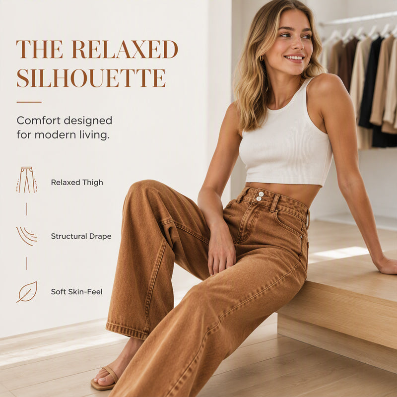 Women's High-Waisted Wide-Leg Casual Jeans