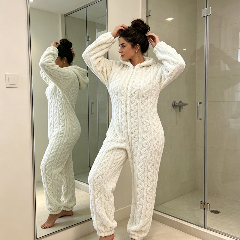 🐻 Cozy With a Playful Twist | Women's Bear-Embroidered Hooded One-Piece Loungewear ⚡ Free Shipping
