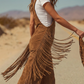 Retro Western Suede Fringe Overalls