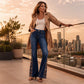 Women's Retro Flared Jeans with Bohemian Print