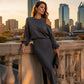 Women's Slanted Shoulder Sweatshirt & Sleeveless Dress Set