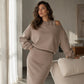 Women's Slanted Shoulder Sweatshirt & Sleeveless Dress Set