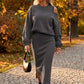 Women's Slanted Shoulder Sweatshirt & Sleeveless Dress Set