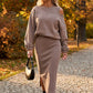 Women's Slanted Shoulder Sweatshirt & Sleeveless Dress Set