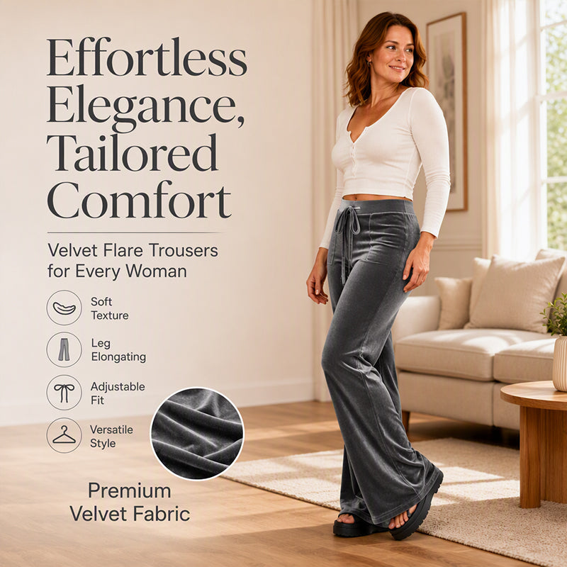 Women's Velvet Drawstring Flare Pants