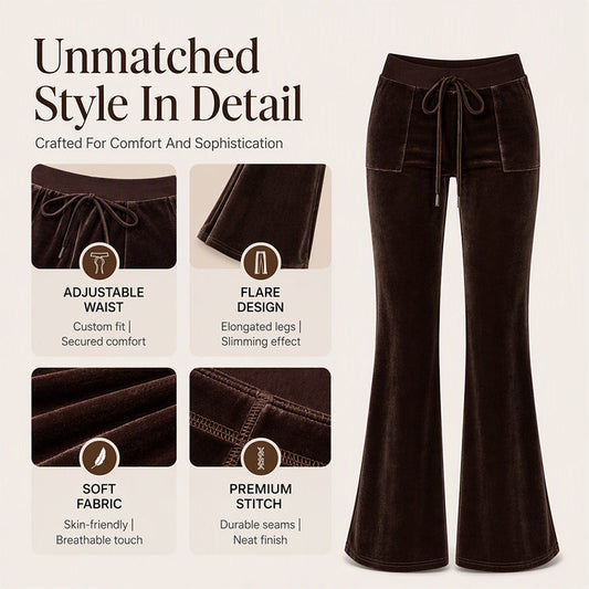 Women's Velvet Drawstring Flare Pants