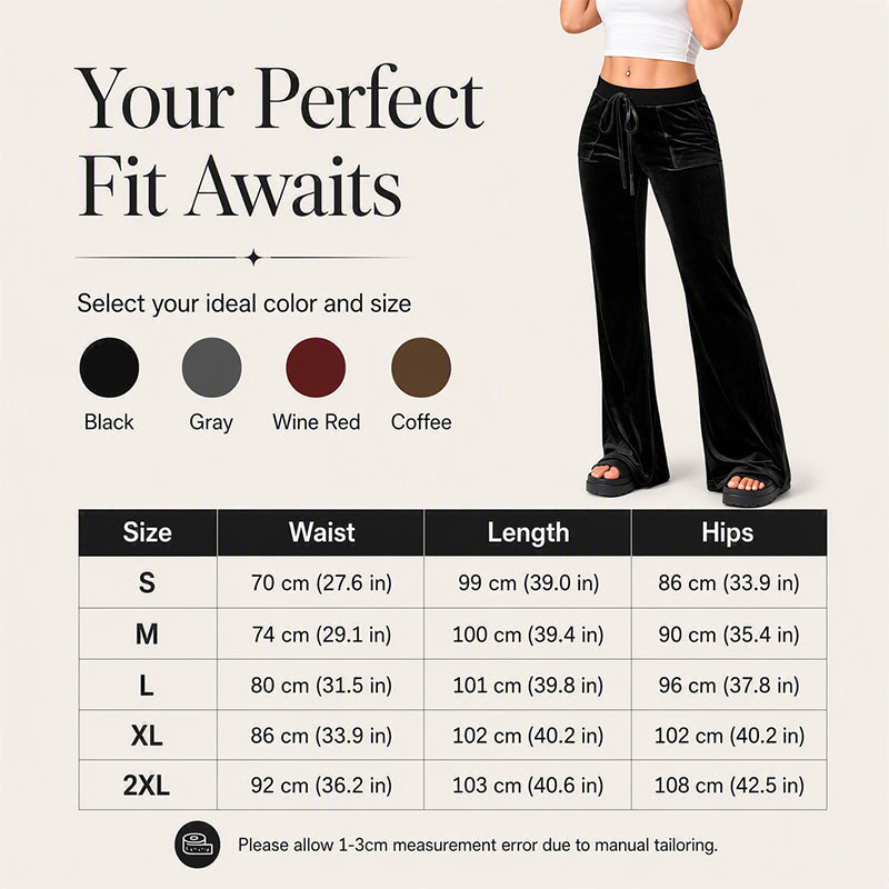 Women's Velvet Drawstring Flare Pants