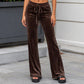 Women's Velvet Drawstring Flare Pants