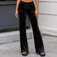 Women's Velvet Drawstring Flare Pants