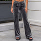 Women's Velvet Drawstring Flare Pants