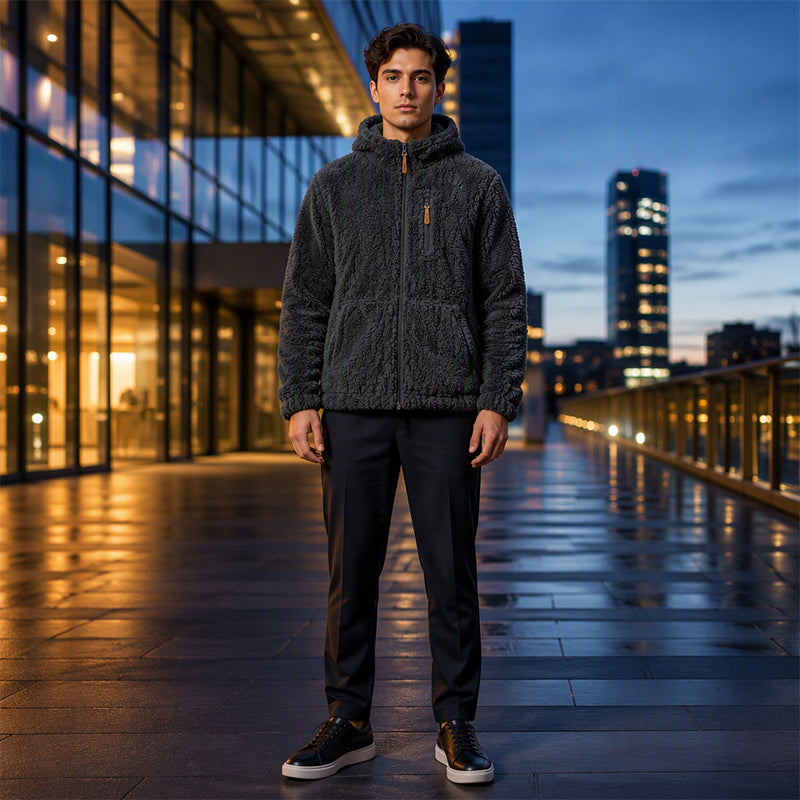 Men's Hooded Fleece Zipper Jacket