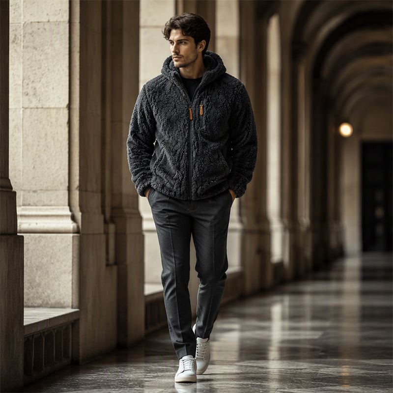 Men's Hooded Fleece Zipper Jacket