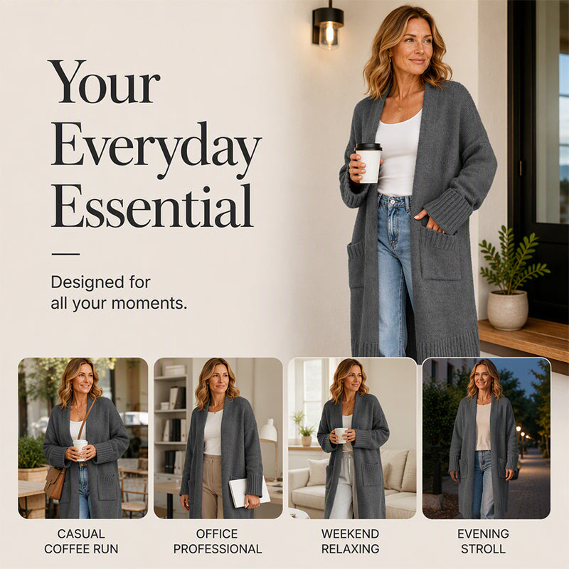 Women's Open Front Long Knit Cardigan