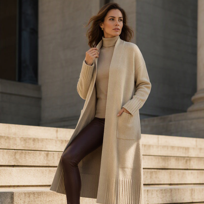 Women's Open Front Long Knit Cardigan