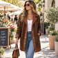 Women's Lapel Plush Patchwork Jacket