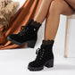 ⌛Limited-Time Offer-Women's Chunky Heel Lace Ankle Booties