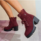 ⌛Limited-Time Offer-Women's Chunky Heel Lace Ankle Booties