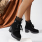 ⌛Limited-Time Offer-Women's Chunky Heel Lace Ankle Booties