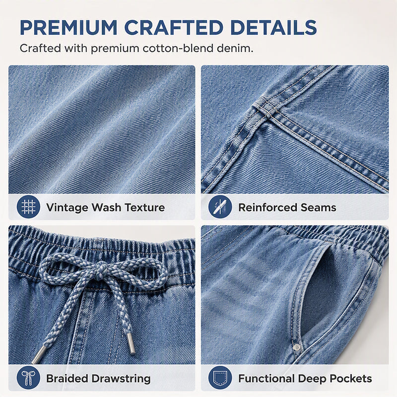 👖 Pull On & Go | Women's Elastic-Waist Relaxed Wide-Leg Jeans
