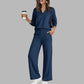 👚🌸 Bestseller – Women's Casual V-Neck Top & Wide-Leg Pants