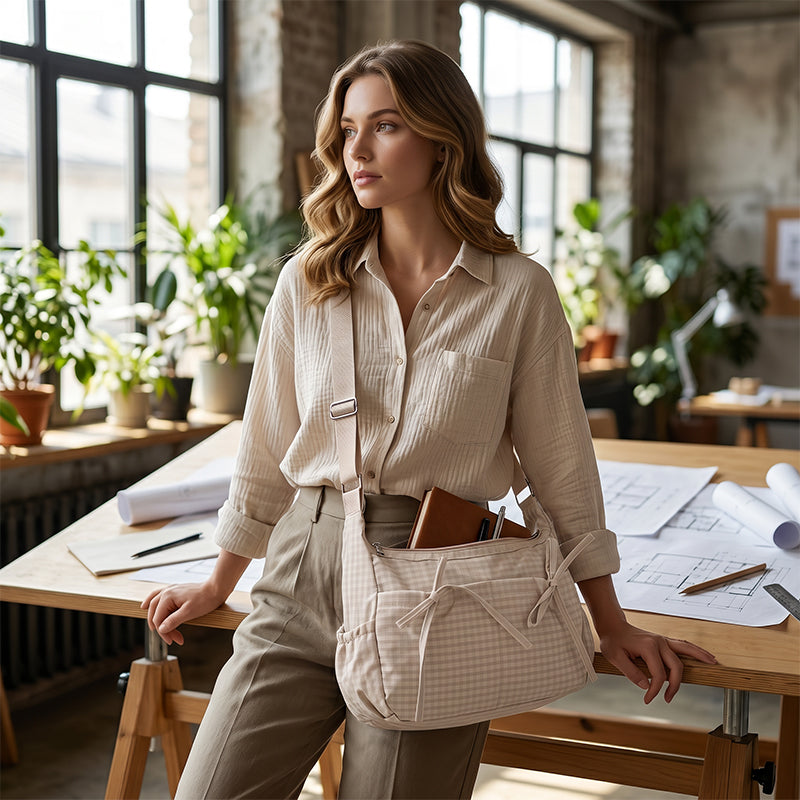 ⌛Limited-Time Offer-Casual Plaid Slouchy Shoulder Bag