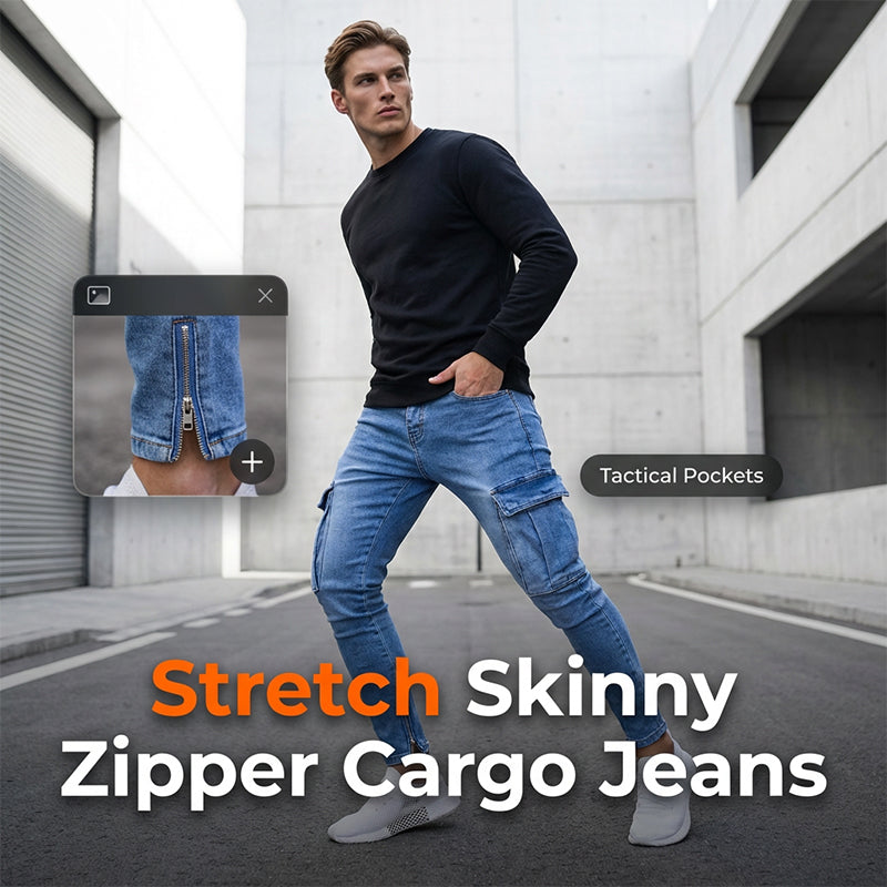 Men's Skinny Fit Stretch Cargo Jeans