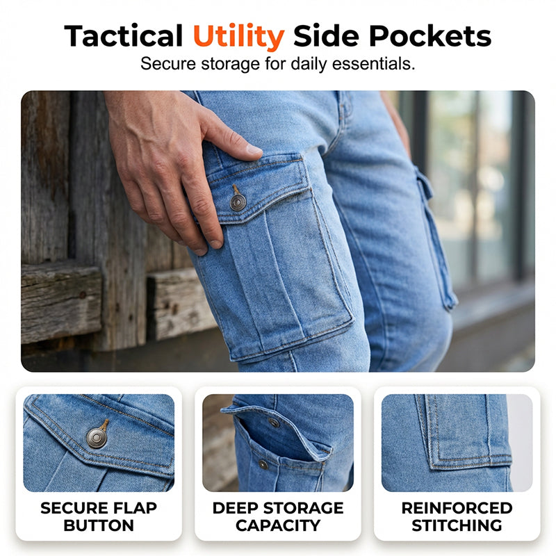 Men's Skinny Fit Stretch Cargo Jeans
