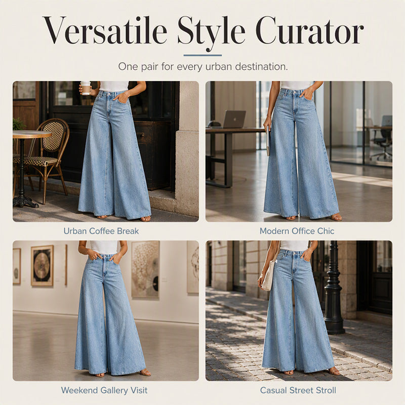 💙 Women's Casual High-Waisted Wide-Leg Jeans