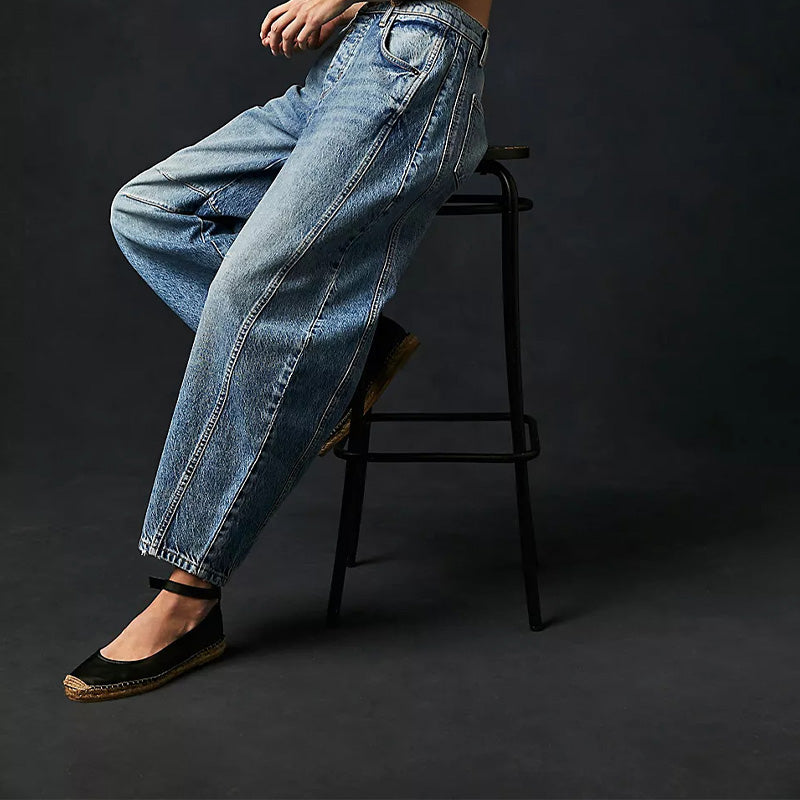 👖 Sculpted Retro Shape | Women's Curved Wide-Leg Denim Jeans