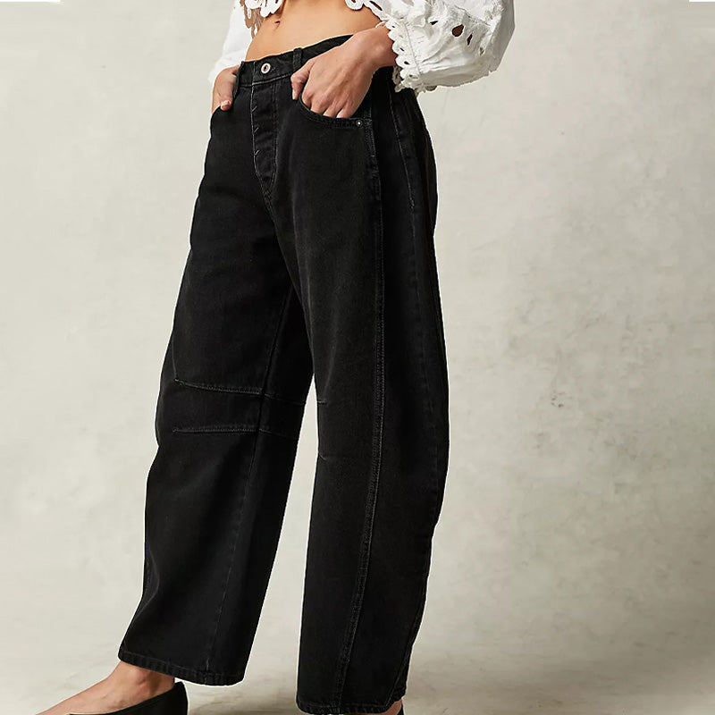 👖 Sculpted Retro Shape | Women's Curved Wide-Leg Denim Jeans
