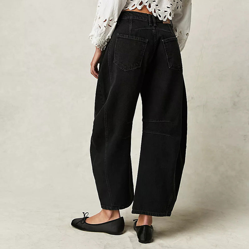 👖 Sculpted Retro Shape | Women's Curved Wide-Leg Denim Jeans
