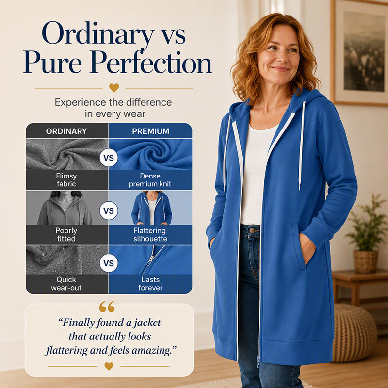 ⌛Limited-Time Offer-Women's Longline Zip Up Hooded Jacket