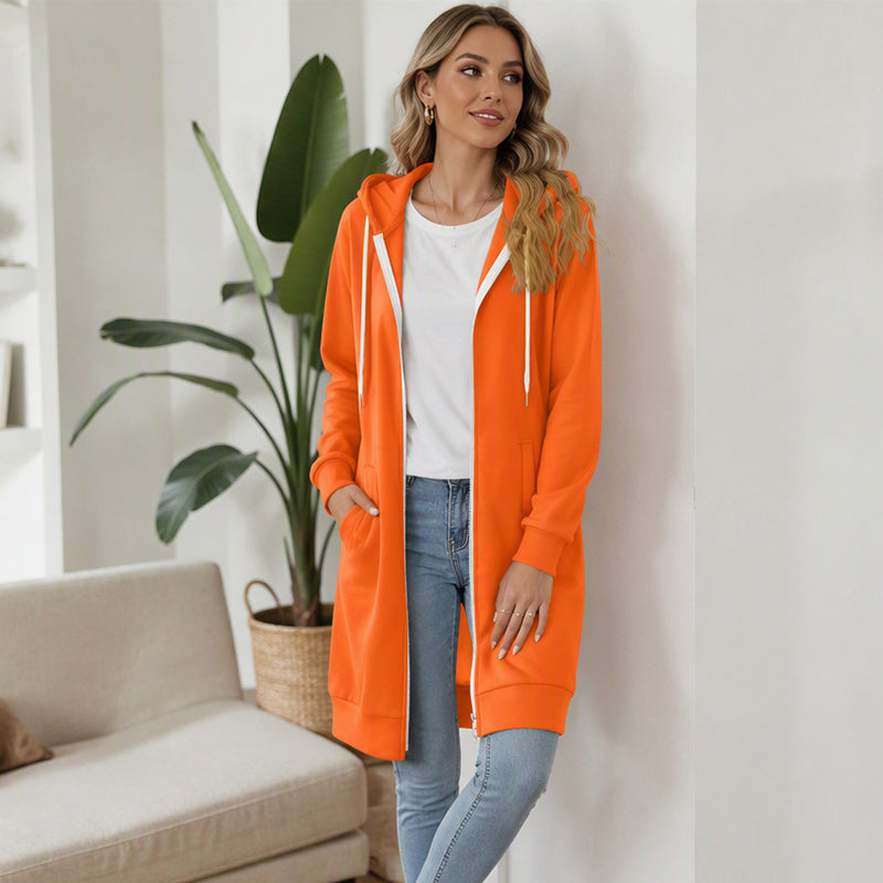 ⌛Limited-Time Offer-Women's Longline Zip Up Hooded Jacket