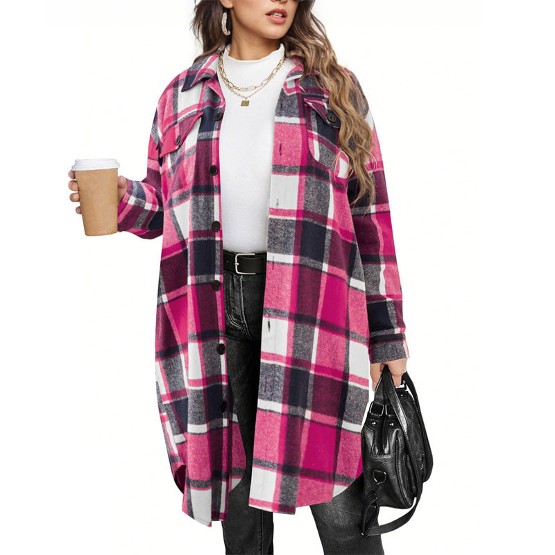 🧥 Classic Plaid, Easy Layers | Women's Long Lapel Coat