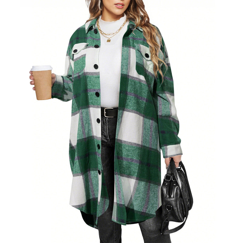 🧥 Classic Plaid, Easy Layers | Women's Long Lapel Coat