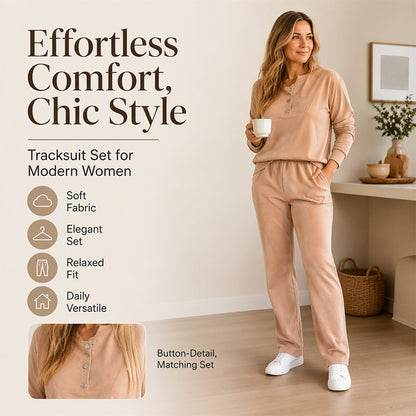 ⌛Limited-Time Offer-Women's Half-Button Sweatshirt & Sweatpants Set