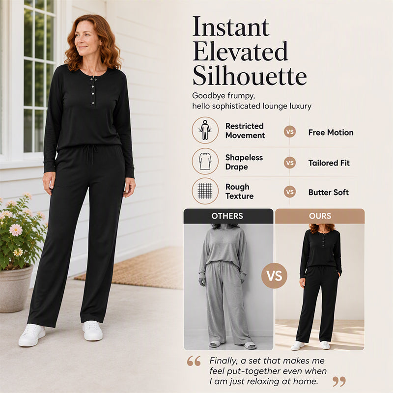⌛Limited-Time Offer-Women's Half-Button Sweatshirt & Sweatpants Set
