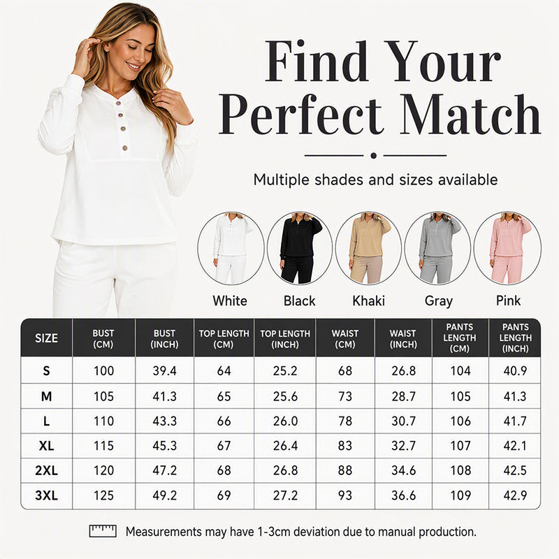 ⌛Limited-Time Offer-Women's Half-Button Sweatshirt & Sweatpants Set