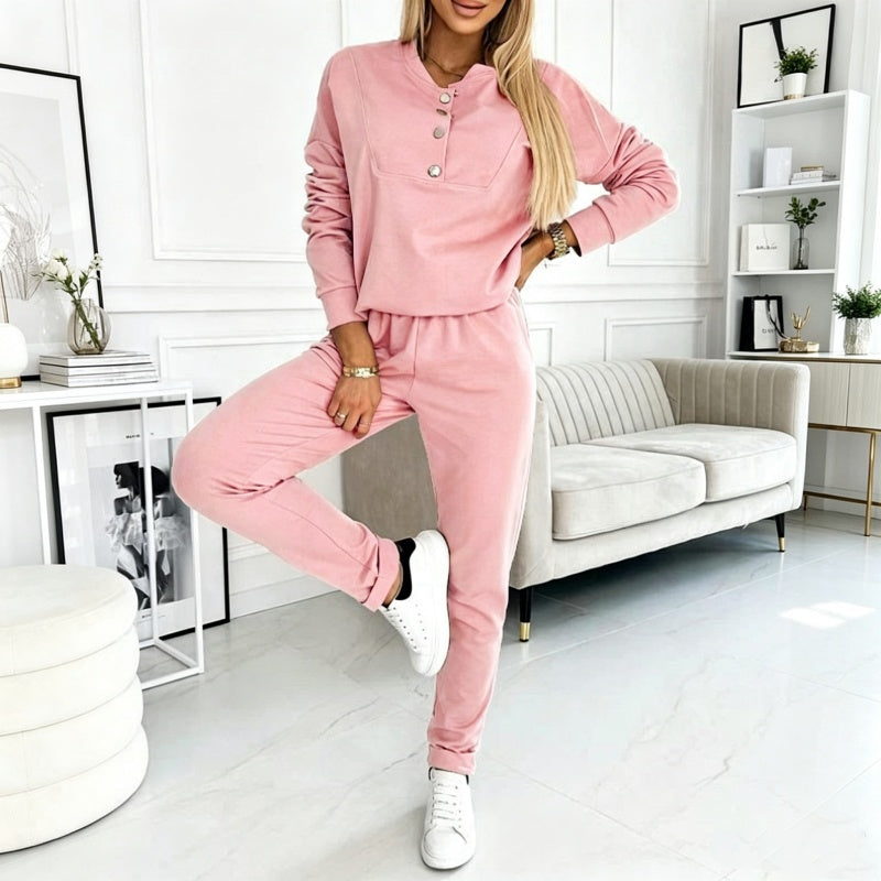 ⌛Limited-Time Offer-Women's Half-Button Sweatshirt & Sweatpants Set