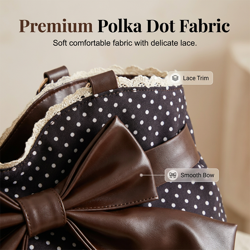 🎀 Polka Dot Charm | Women's Oversized Bow & Lace Shoulder Bag
