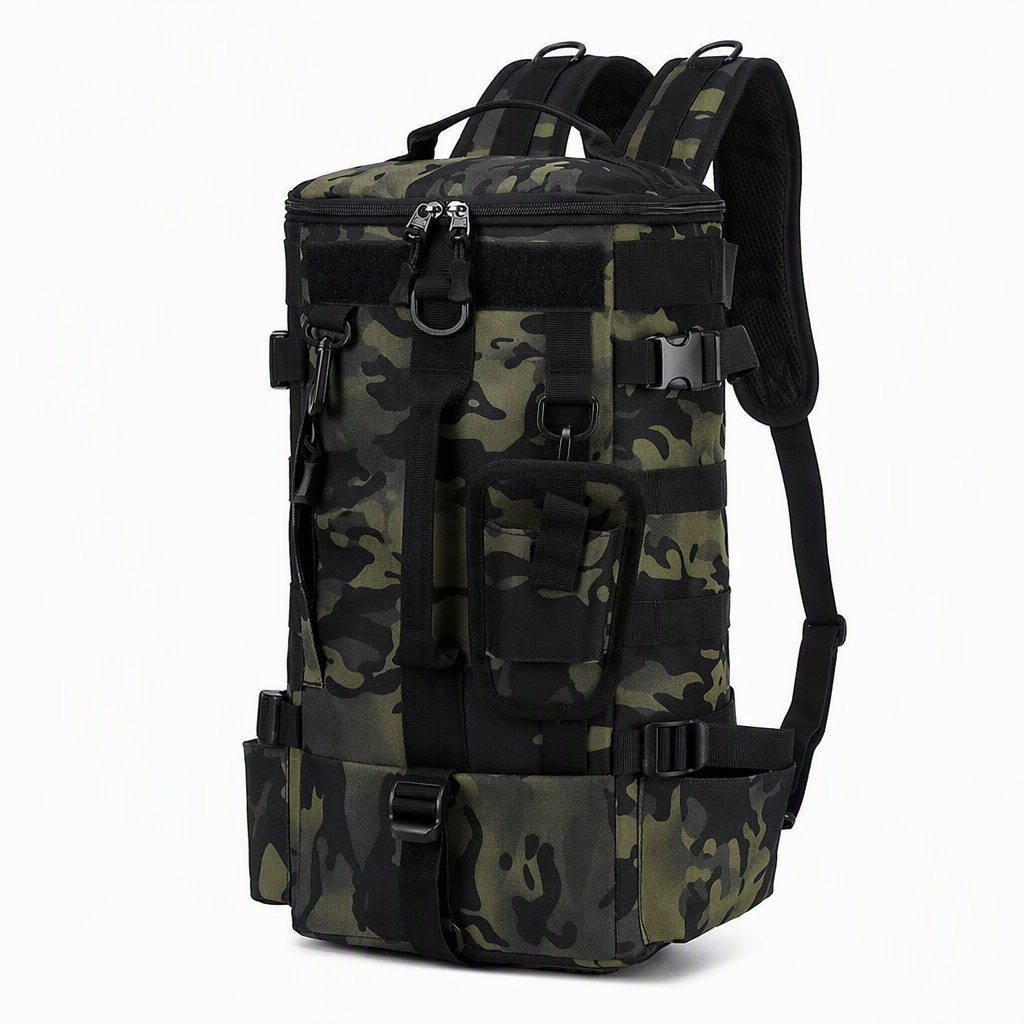 Men's Outdoor Fishing Backpack Large Capacity Multi-functional Travel Bag with Rod Holder Lure Tackle Bag