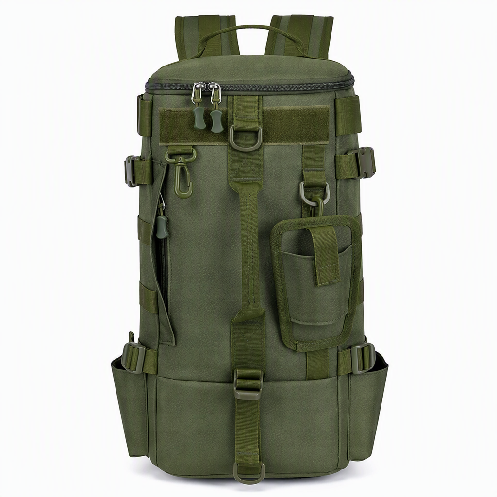 Men's Outdoor Fishing Backpack Large Capacity Multi-functional Travel Bag with Rod Holder Lure Tackle Bag