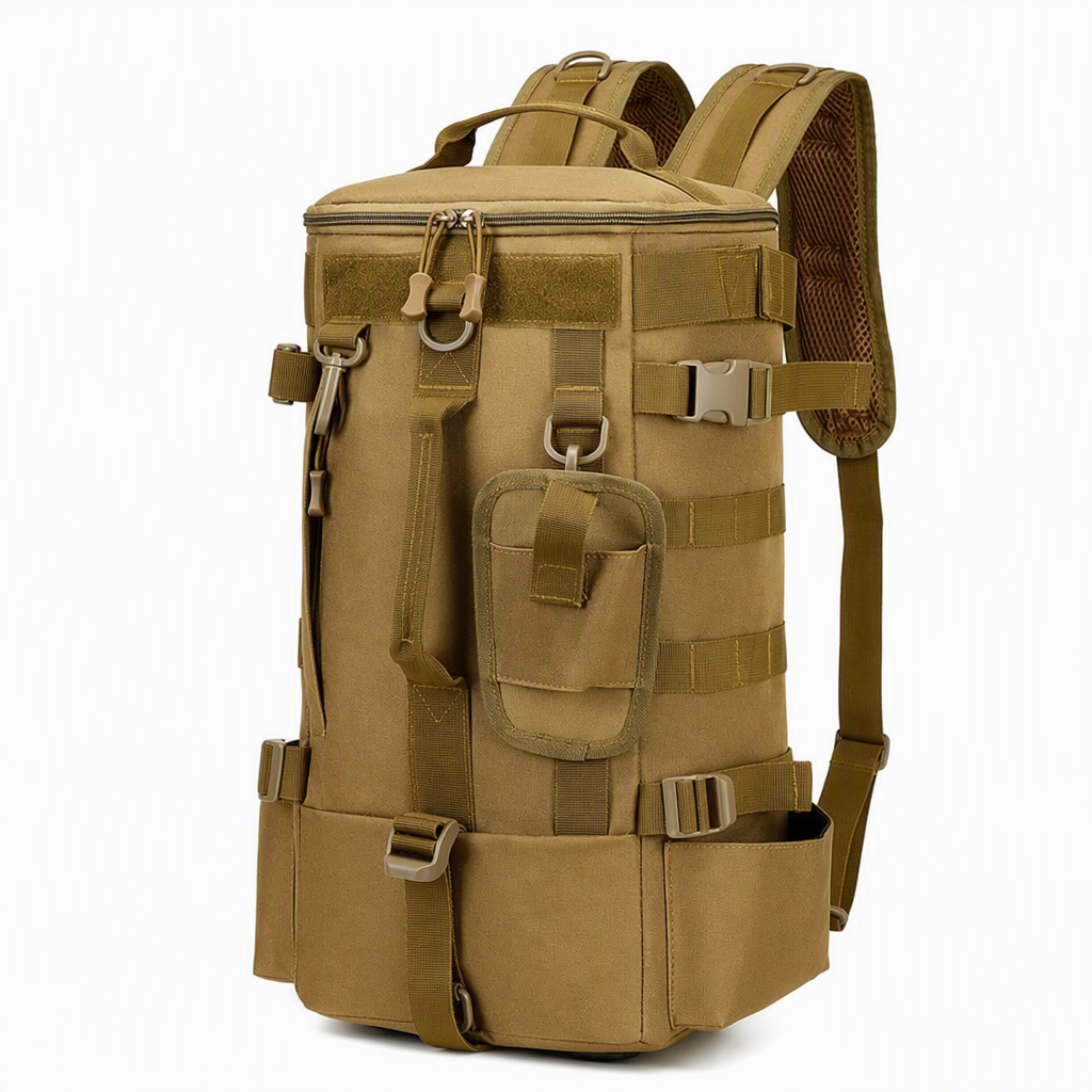Men's Outdoor Fishing Backpack Large Capacity Multi-functional Travel Bag with Rod Holder Lure Tackle Bag