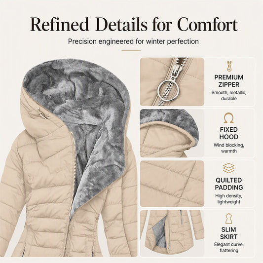 ❄️Warmth Without the Bulk | Women's Plush-Lined Hooded Mid-Length Coat⚡ Free Shipping