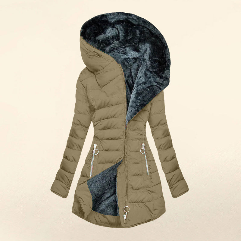❄️Warmth Without the Bulk | Women's Plush-Lined Hooded Mid-Length Coat⚡ Free Shipping
