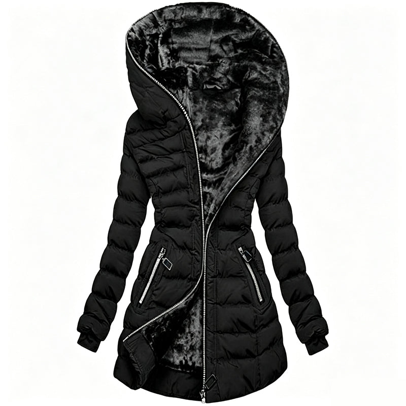 ❄️Warmth Without the Bulk | Women's Plush-Lined Hooded Mid-Length Coat⚡ Free Shipping