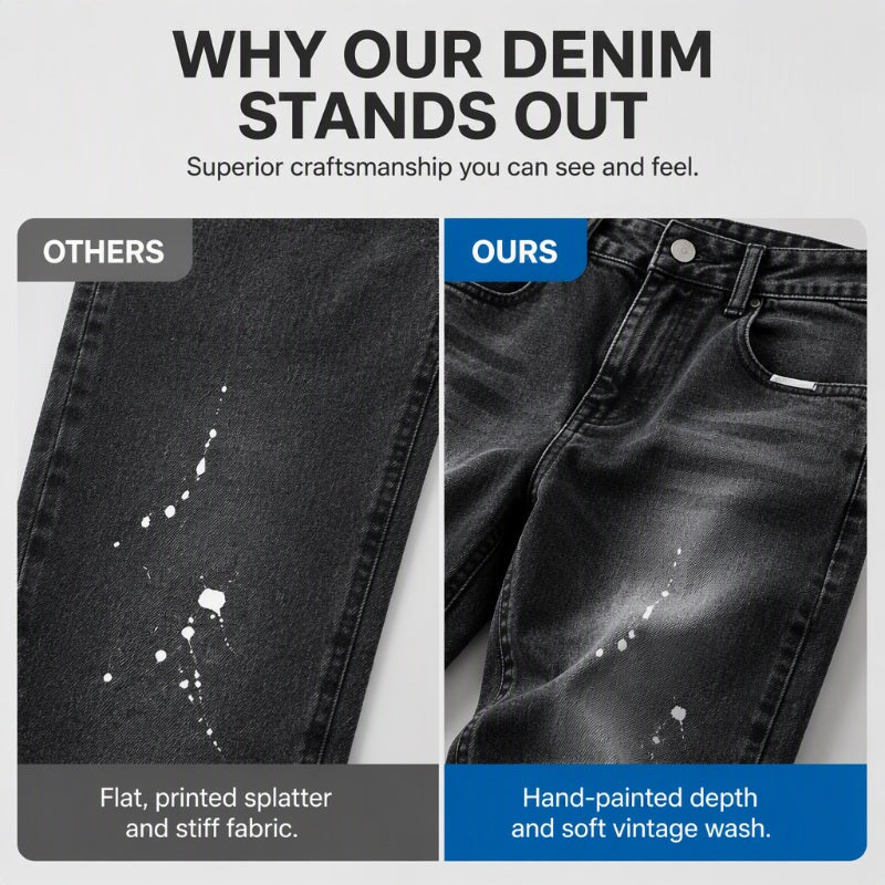 Men's Urban Street Style Paint Splatter Distressed Denim Jeans
