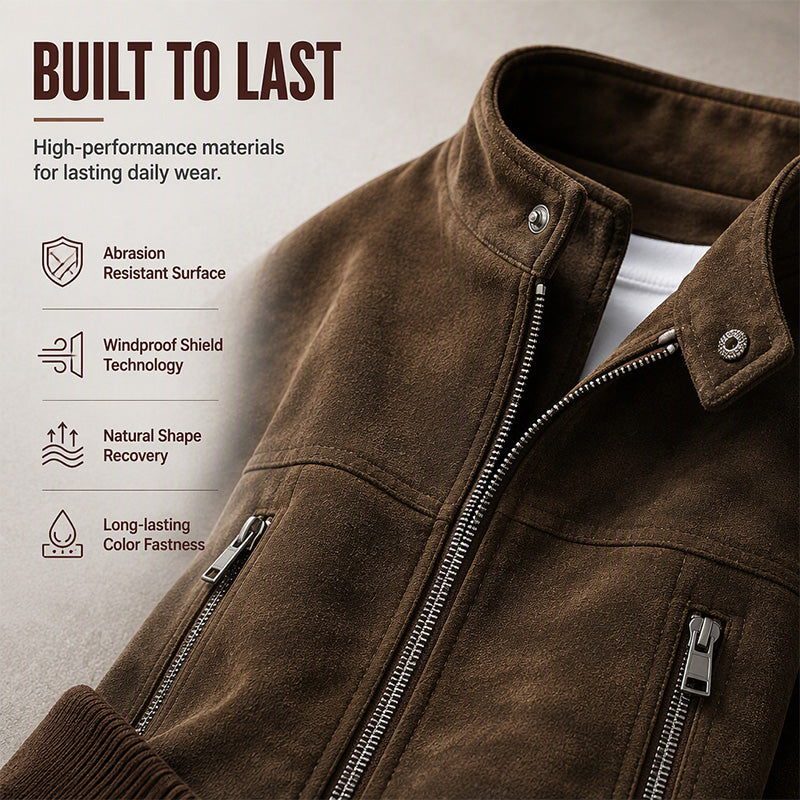 🧥 Suede-Look Texture, Relaxed Style | Men's Stand-Collar Oversized Bomber Jacket ⚡ Free Shipping