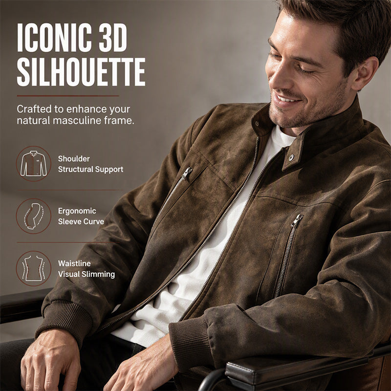 🧥 Suede-Look Texture, Relaxed Style | Men's Stand-Collar Oversized Bomber Jacket ⚡ Free Shipping
