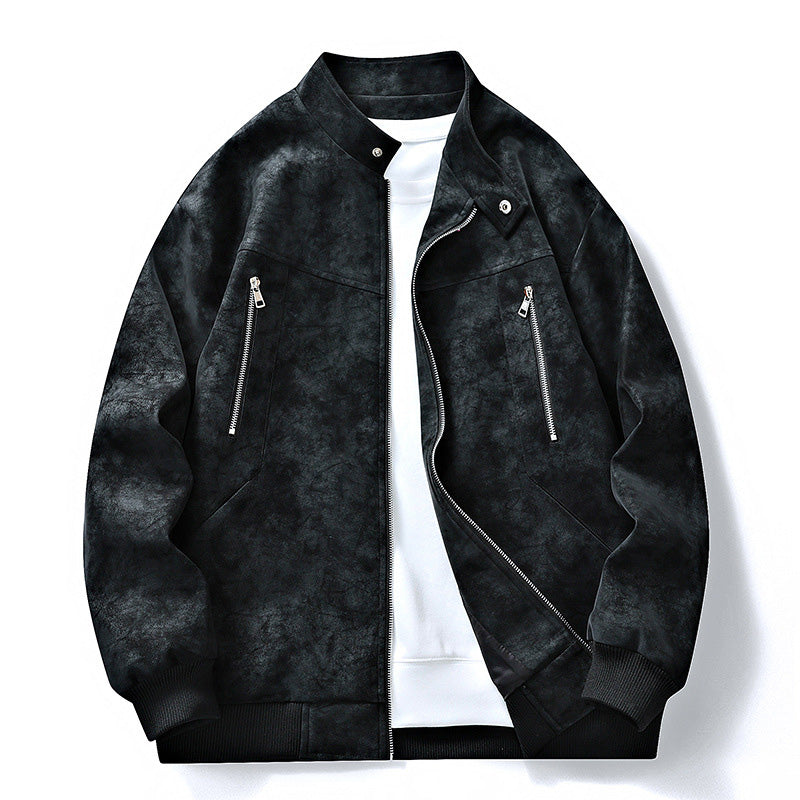 🧥 Suede-Look Texture, Relaxed Style | Men's Stand-Collar Oversized Bomber Jacket ⚡ Free Shipping
